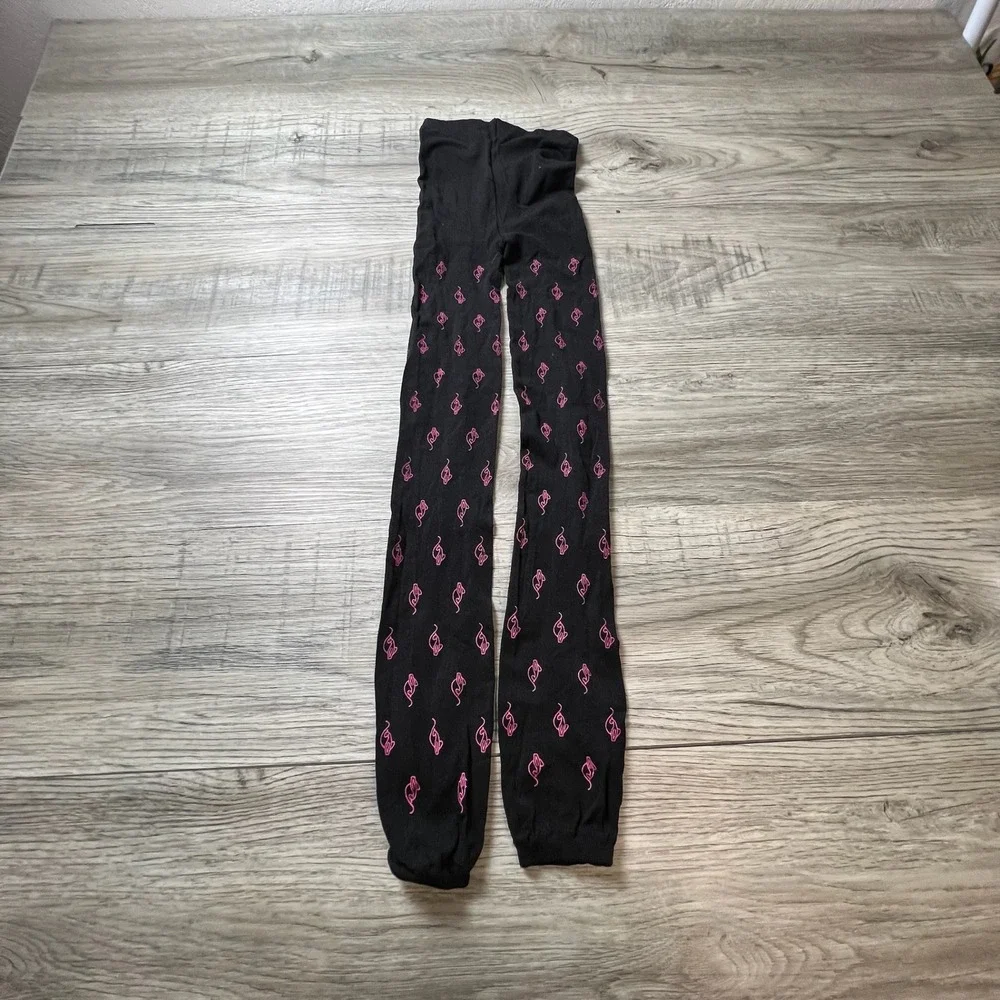 Baby phat Tights Women One Size Black Pink Graphic Mouse Print Alt Streetwear‎